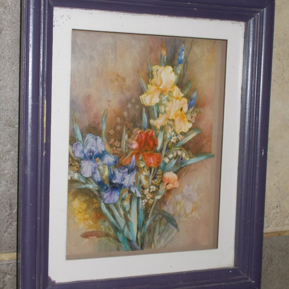 Vintage 3D floral art, framed